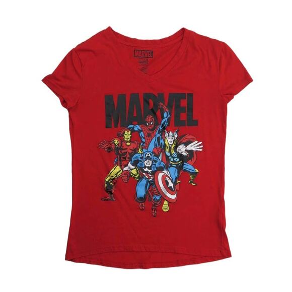 Marvel Comics Red Super Hero Graphic T-Shirt Thore Captiain America Spider Man - Picture 1 of 6